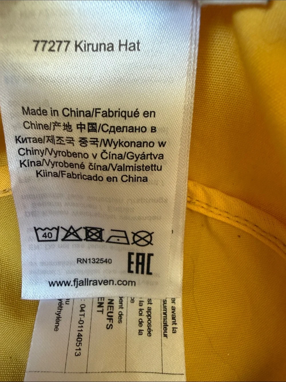 Fjallraven Kids' Yellow Bucket Hat with Fox Patch
